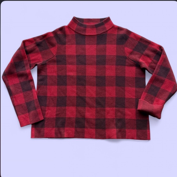 Anthropologie Sweaters - Anthropolgie Field Flower Red Buffalo Plaid Wool Blend Mock Neck Sweater